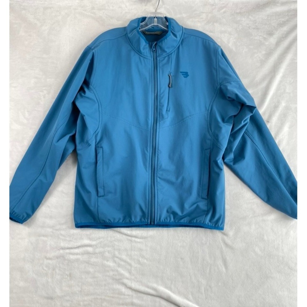 BURLEBO Performance Full-Zip Softshell Jacket Sz L Blue Lightweight Transitional
